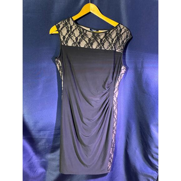 Chaps Ralph Lauren XL  Women’s Sleeveless Party Dress With Side Lace Strip - Picture 2 of 6